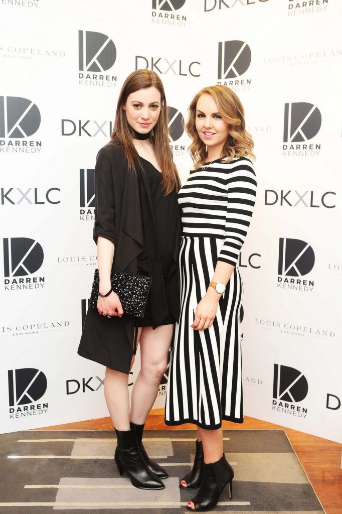 Paloma Feijoo and Katie Allen pictured at the launch of the Darren Kennedy collection for Louis Copeland at the Louis Copeland store on Wicklow Street.  Guests enjoyed signature World Class cocktails specifically crafted by Diageo Reserve. Photo: Leon Farrell/Photocall Ireland.