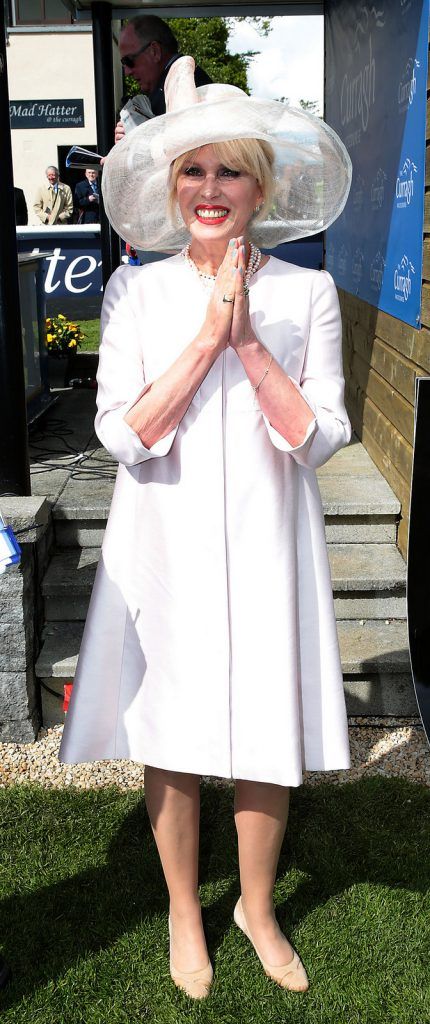 Joanna Lumley at the Killashee Irish Tatler Style Icon competition at The 1000 Guineas at the Curragh Racecouse,Kildare.  Celebrity judge Yvonne Connolly joined Ciara McElligott of Killashee Hotel and publishing entrepreneur Norah Casey in the search for the ultimate iconic male and female looks from the race day punters. ..Picture Brian McEvoy