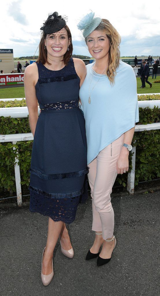 Orla Brady and Yvonne Schwer at the Killashee Irish Tatler Style Icon competition at The 1000 Guineas at the Curragh Racecouse,Kildare. .Picture :Brian McEvoy.
