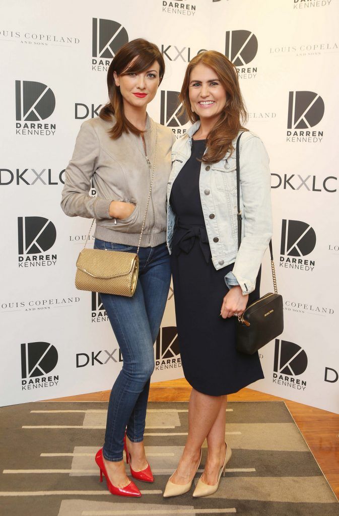Jennifer Maguire and Sandra Byrne pictured at the launch of the Darren Kennedy collection for Louis Copeland at the Louis Copeland store on Wicklow Street.  Guests enjoyed signature World Class cocktails specifically crafted by Diageo Reserve. Photo: Leon Farrell/Photocall Ireland. 