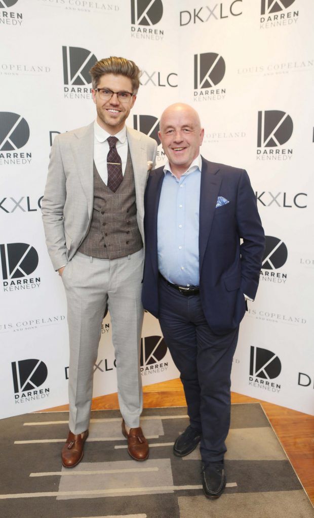 Darren Kennedy and Louis Copeland  pictured at the launch of the Darren Kennedy collection for Louis Copeland at the Louis Copeland store on Wicklow Street.  Guests enjoyed signature World Class cocktails specifically crafted by Diageo Reserve. Photo: Leon Farrell/Photocall Ireland.