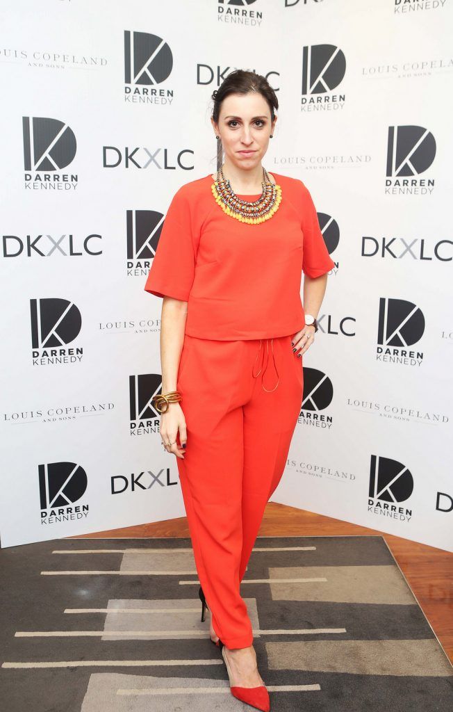 Kassi Cheirogeorgou pictured at the launch of the Darren Kennedy collection for Louis Copeland at the Louis Copeland store on Wicklow Street.  Guests enjoyed signature World Class cocktails specifically crafted by Diageo Reserve. Photo: Leon Farrell/Photocall Ireland.