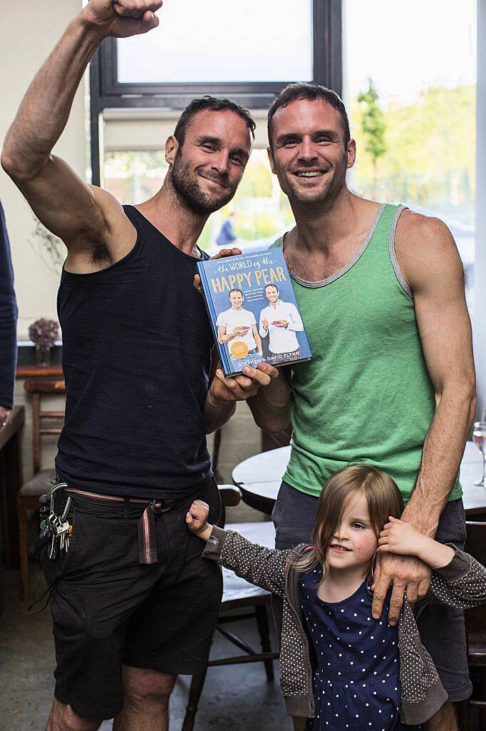 David, Stephen & May Flynn pictured at the launch of The Happy Pears new book "The World of The Happy Pear" in the Fumbally Cafe. Photo Sean Cahill. 