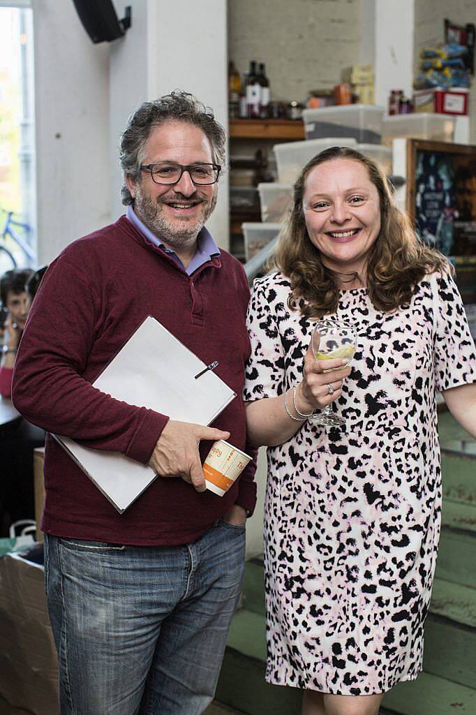 Amory Schwartz & Sarah Dunne pictured at the launch of The Happy Pears new book "The World of The Happy Pear" in the Fumbally Cafe. Photo Sean Cahill. 