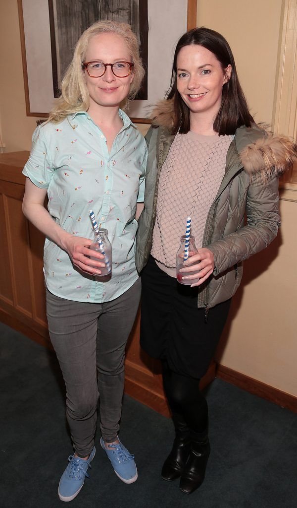 Emily O Callaghan and Joanne Bannon at the Absolut reception for the Galway International Arts Festival programme launch at Cleaver East,Dublin.Picture:Brian McEvoy.