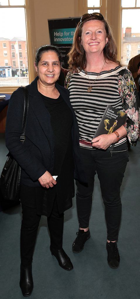 Teekth Churigh  and Eavan Kenny at the Absolut reception for the Galway International Arts Festival programme launch at Cleaver East,Dublin.Picture:Brian McEvoy.