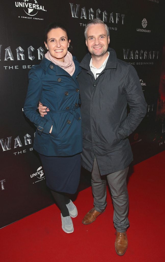 Mona Paul and Tom Maguire at the Irish premiere screening of WarCraft The Beginning at the Savoy Cinema, Dublin. WarCraft The Beginning  is in cinemas from Monday 30th May..Picture:Brian McEvoy.