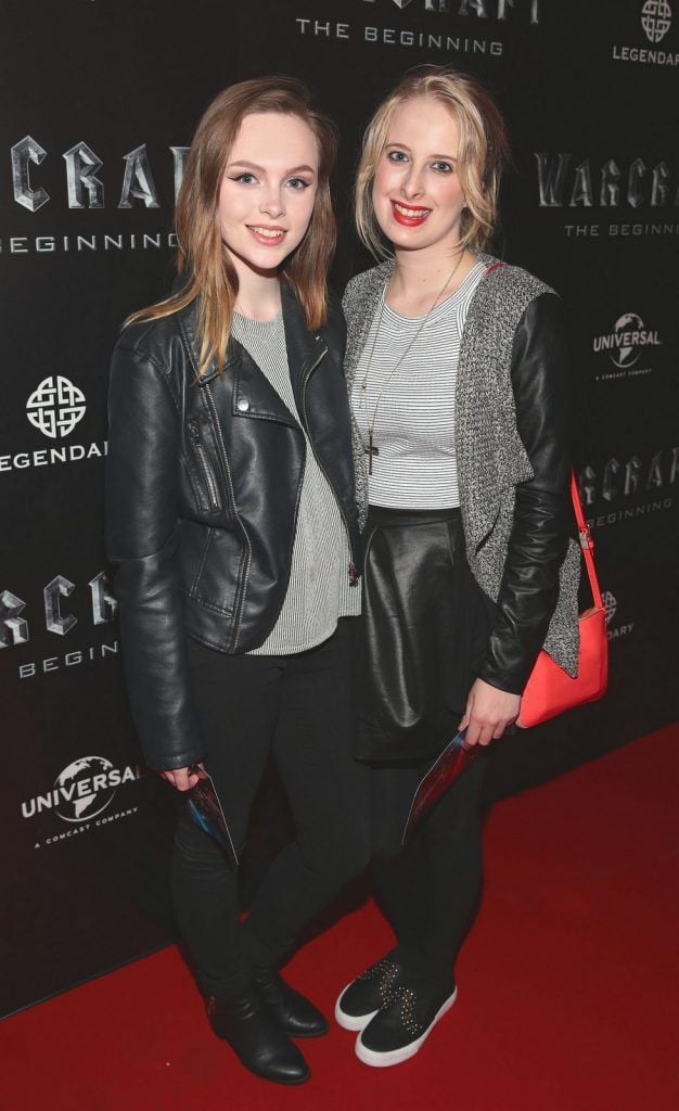 Megan Tiernan and Amy Clarke at the Irish premiere screening of WarCraft The Beginning at the Savoy Cinema, Dublin. WarCraft The Beginning  is in cinemas from Monday 30th May..Picture:Brian McEvoy.