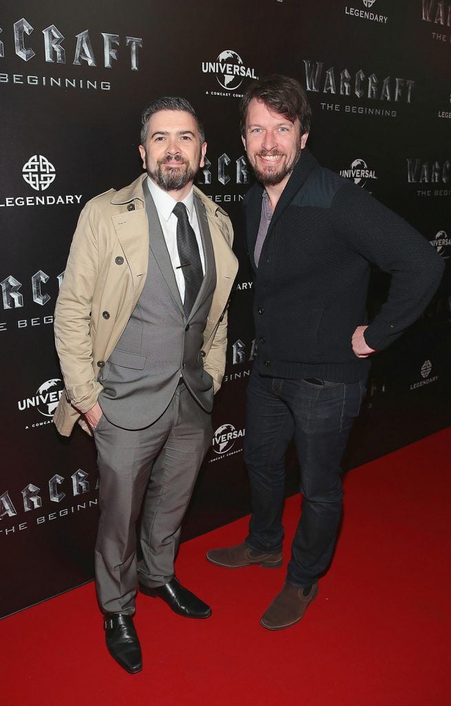 Paul Byrne and Murdoch Clooney at the Irish premiere screening of WarCraft The Beginning at the Savoy Cinema, Dublin. WarCraft The Beginning  is in cinemas from Monday 30th May..Picture:Brian McEvoy