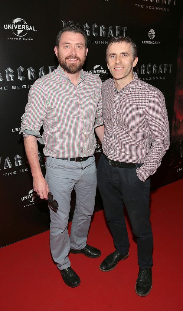 Joe Evans and  Paul McElroy at the Irish premiere screening of WarCraft The Beginning at the Savoy Cinema, Dublin. WarCraft The Beginning  is in cinemas from Monday 30th May.
Picture:Brian McEvoy