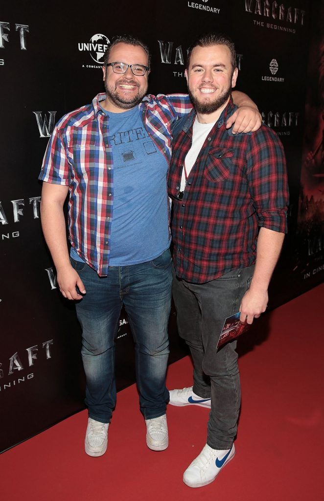 Rory Cash and Eoin Dolan at the Irish premiere screening of WarCraft The Beginning at the Savoy Cinema, Dublin. WarCraft The Beginning  is in cinemas from Monday 30th May..Picture:Brian McEvoy.