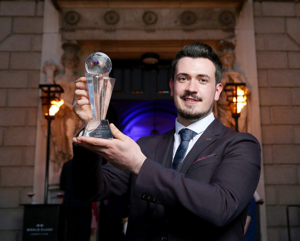  Andrew Dickey representing The Merchant Hotel's Cocktail Bar in Belfast was crowned as the World Class Irish Bartender of the Year 2016 at the World Class Irish Final which took place in The Kings Inns. 

Pic: Marc O Sullivan