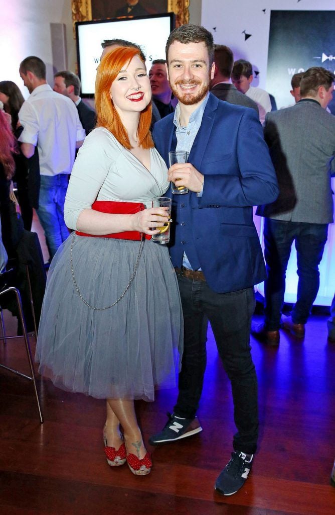 Pictured are Louise Kelly and Shane Harte as Andrew Dickey representing The Merchant Hotel's Cocktail Bar in Belfast was crowned as the World Class Irish Bartender of the Year 2016 at the World Class Irish Final which took place in The Kings Inns. 

Pic: Marc O'Sullivan