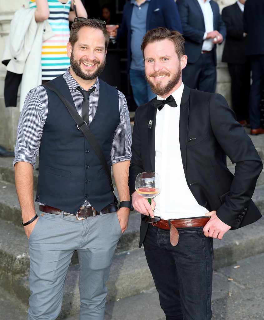 Pictured are Bob Kirva and Ken Herlihy as Andrew Dickey representing The Merchant Hotel's Cocktail Bar in Belfast was crowned as the World Class Irish Bartender of the Year 2016 at the World Class Irish Final which took place in The Kings Inns.

Pic: Marc O'Sullivan