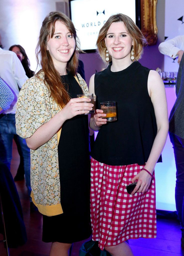 Pictured are Grace O'Malley and Jeanne Sultan as Andrew Dickey representing The Merchant Hotel's Cocktail Bar in Belfast was crowned as the World Class Irish Bartender of the Year 2016 at the World Class Irish Final which took place in The Kings Inns.

Pic: Marc O'Sullivan