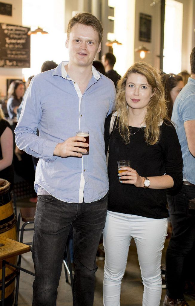 Patrick Gillet and Hannah Popham pictured at ‘Taste of Beer’, a beer and food pairing experience at The Open Gate Brewery featuring some of Ireland’s top artisan food producers who are exhibiting at Taste of Dublin next week, Thursday 16th-  19th June. 


Pic: Andres Poveda  
