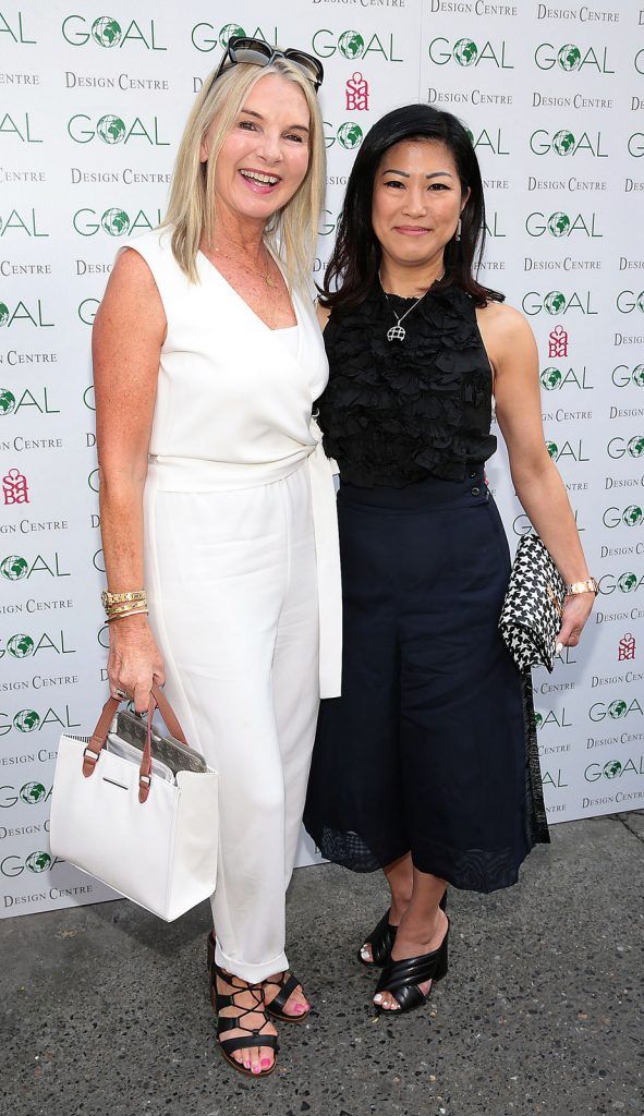 Mariona Cunningham and Jeanette Sung  pictured at The Goal and  Design Centre Charity Fashion lunch at Saba, Clarendon Street,Dublin..Picture :Brian McEvoy.