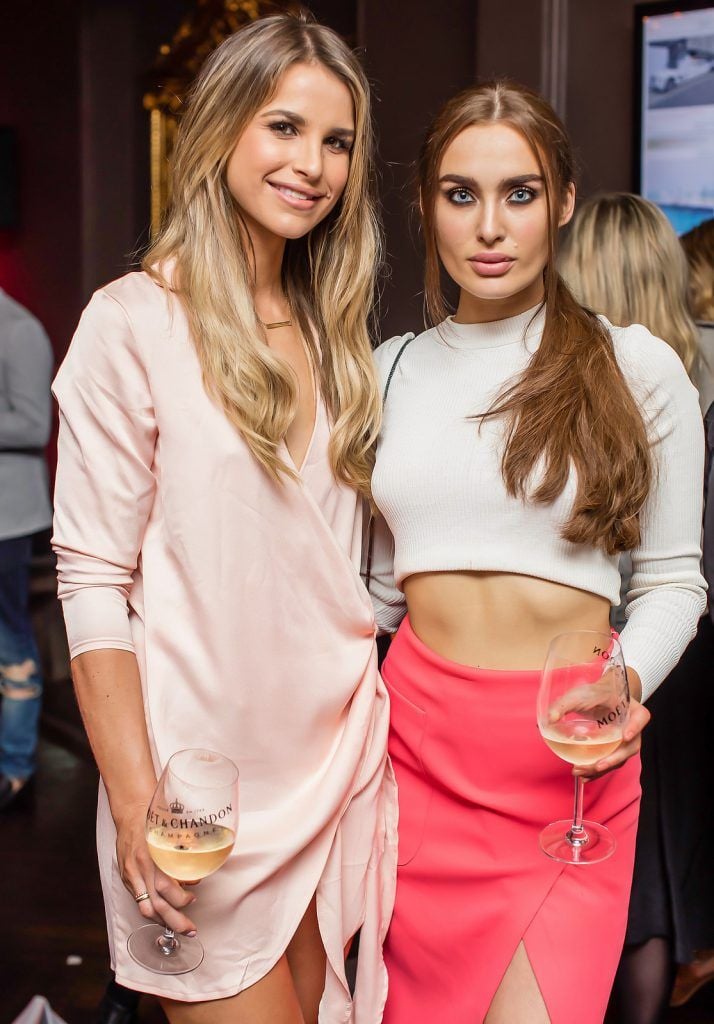 Vogue Williams & Roz Purcell pictured enjoying Moët Party Day in Dublin. Moët Party Day was a worldwide event that took place over 24 hours on Saturday, 11th June, starting in New Zealand and ending in Mexico #MoetPartyDay. Photo: Anthony Woods