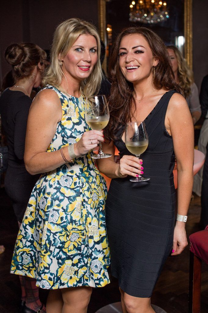 Susan Kiernan & Linda Monaghan pictured enjoying Moët Party Day in Dublin. Moët Party Day was a worldwide event that took place over 24 hours on Saturday, 11th June, starting in New Zealand and ending in Mexico #MoetPartyDay. Photo: Anthony Woods