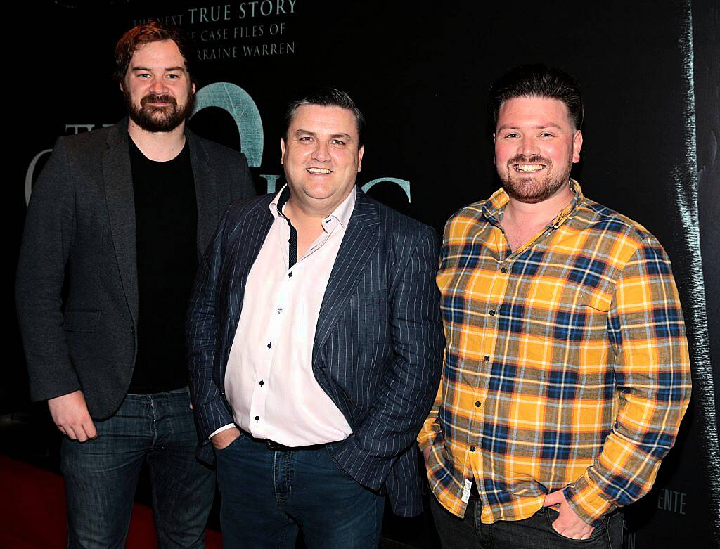 Cormac Moore, Simon Delaney and Thomas Crosse  pictured at The Irish premiere screening of The Conjuring 2 at The Lighthouse Cinema..Picture:Brian mcEvoy.