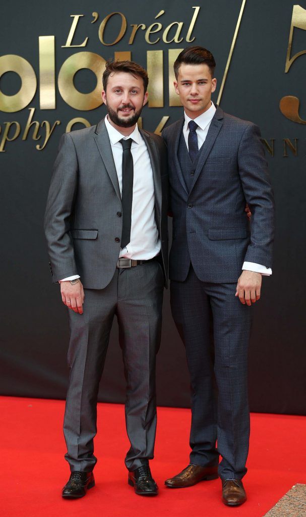 
John Keegan and Darren Regazzoli, pictured at the 50th anniversary L’Oreal Colour Trophy held in the Convention Centre, Dublin. Pic. Robbie Reynolds
