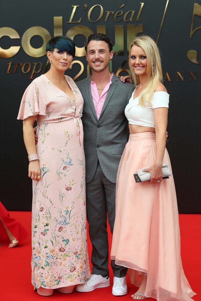 
Sue Berry with Mark Byrne and Jennifer Doyle, pictured at the 50th anniversary L’Oreal Colour Trophy held in the Convention Centre, Dublin. Pic. Robbie Reynolds
