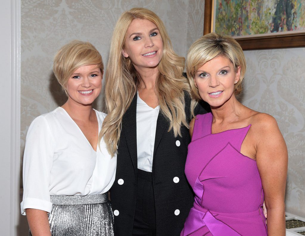 Cecelia Ahern ,Yvonne Connolly and Lisa Duffy at the annual Cari Charity Summer lunch at The Shelbourne Hotel,Dublin..Picture :Brian McEvoy.