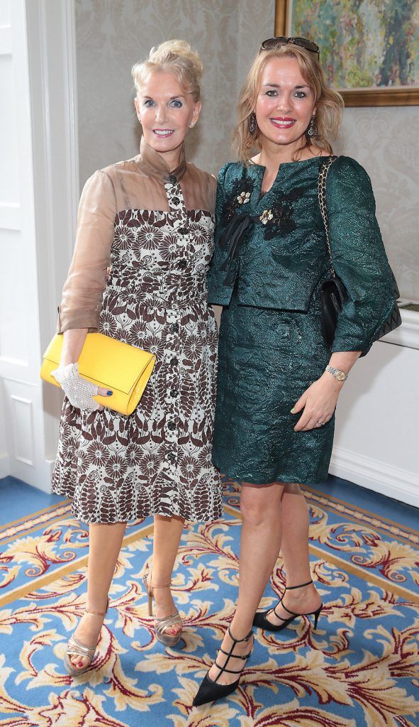Anne Boylan and Aileen Morrin at the annual Cari Charity Summer lunch at The Shelbourne Hotel,Dublin..Picture :Brian McEvoy.
