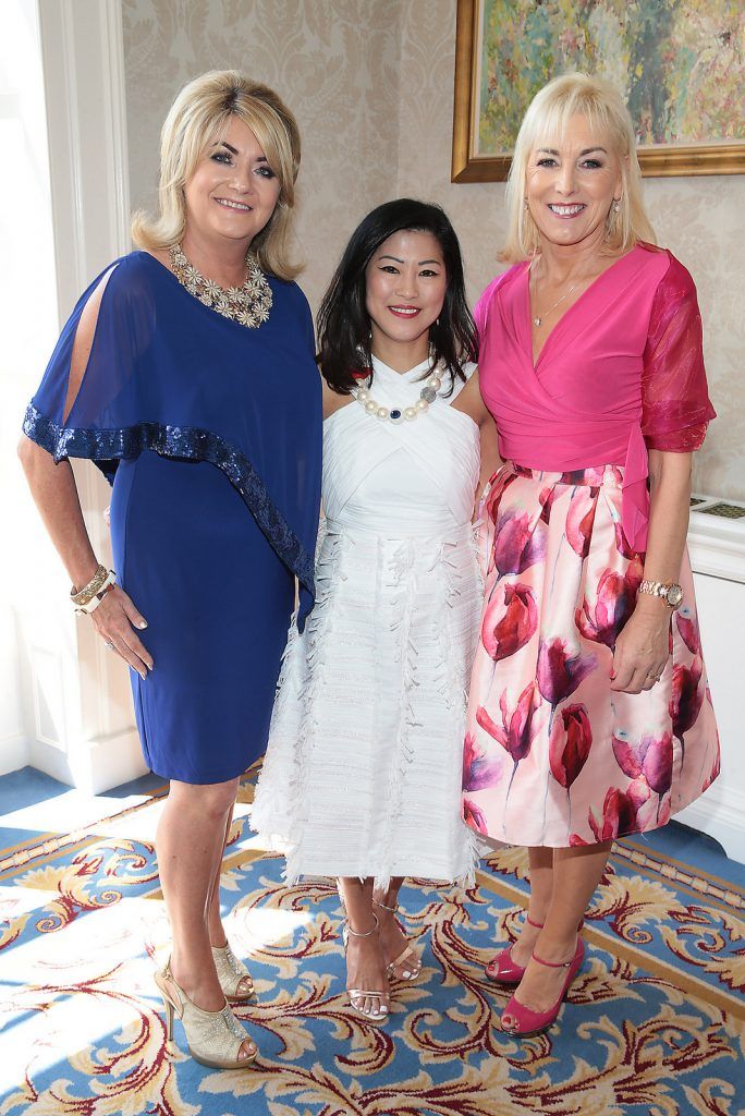 Susan McLaverty, Jeanette Sung and Kate Hutton at the annual Cari Charity Summer lunch at The Shelbourne Hotel,Dublin..Picture :Brian McEvoy