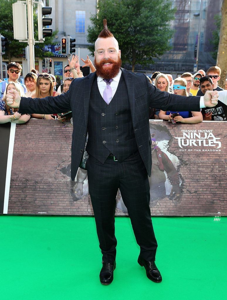 Stephen Farrelly (Rocksteady)  who is best known to his fans worldwide as WWE Superstar "Sheamus,"who acts in the film tonight at the Irish premiere of Teenage Mutant Ninja Turtles: Out of the Shadows at the Savoy Cinema,Dublin..Pictures:Brian McEvoy