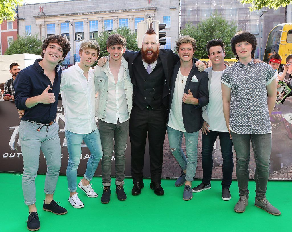 Stephen Farrelly (Rocksteady)  who is best known to his fans worldwide as WWE Superstar "Sheamus,"who acts in the film with Boyband Hometown  tonight at the Irish premiere of Teenage Mutant Ninja Turtles: Out of the Shadows at the Savoy Cinema,Dublin

Pictures:Brian McEvoy