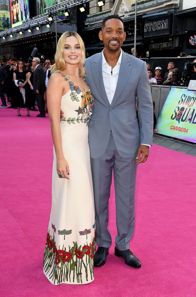 Margot Robbie and Will Smith attend the Suicide Squad European Premiere sponsored by Carrera on August 3, 2016 in London, England.  (Photo by Stuart C. Wilson/Getty Images for carrera)