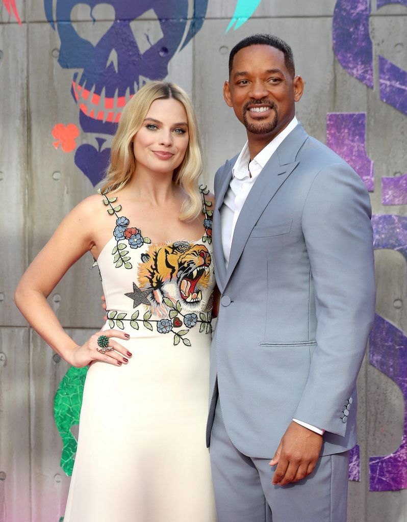 Margot Robbie and Will Smith attend the European Premiere of "Suicide Squad" at the Odeon Leicester Square on August 3, 2016 in London, England.  (Photo by Chris Jackson/Getty Images)