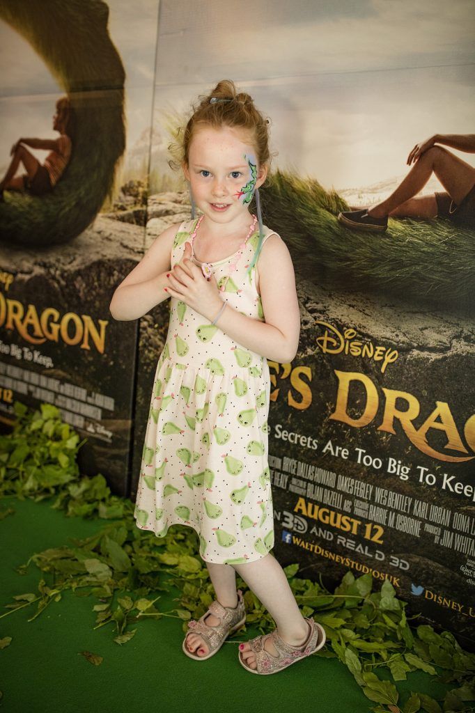 Paige O'Rourke, age 5, Greystones, at the Irish Premiere of Disney's Pete's Dragon in the Savoy Cinema, Dublin, 07/08/16 (Photo by Arthur Carron)