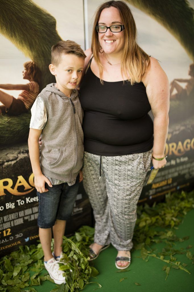 Sabrina Jones, Drumcondra and son Dylan, age 7 at the Irish Premiere of Disney's Pete's Dragon in the Savoy Cinema, Dublin, 07/08/16 (Photo by Arthur Carron)