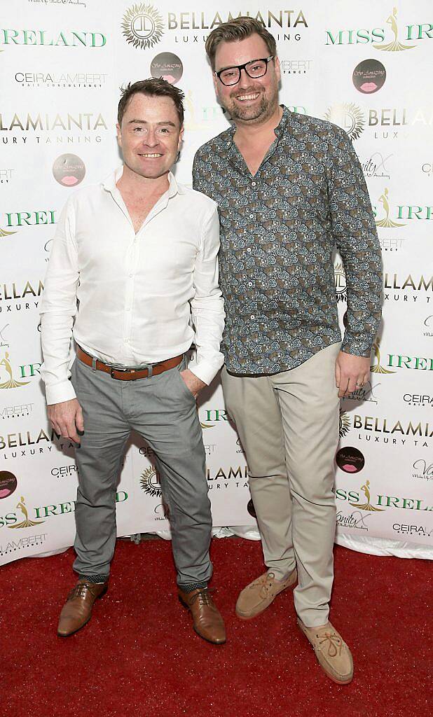 Sean Montague and Brendan Scully at the launch of Miss Ireland 2016 in association with Bellamianta Tan at Lillies Bordello,Dublin.Pictures Brian McEvoy.