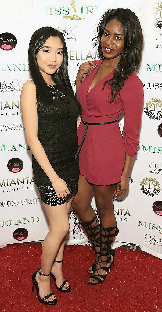 Dee Alfaro and Filomena Kaguako  at the launch of Miss Ireland 2016 in association with Bellamianta Tan at Lillies Bordello,Dublin
Pictures Brian McEvoy
