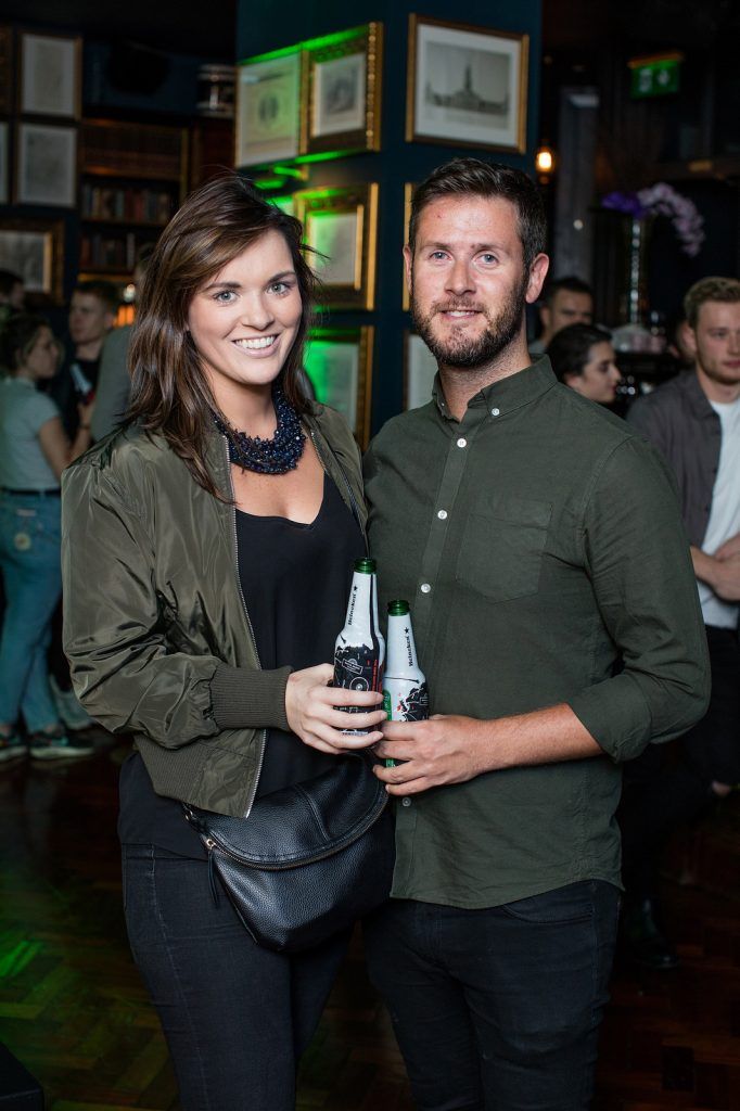 Sarah Conlon & Paddy McDonald at the exclusive launch of the ‘Heineken Star Series’, a series of bespoke bottle designs created by Heineken in The Ivy, Parliament Street. (Photo by Anthony Woods)
