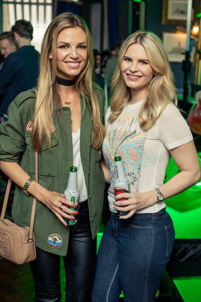 Ruth  O'Neill & Marie Claire Nolan at the exclusive launch of the ‘Heineken Star Series’, a series of bespoke bottle designs created by Heineken in The Ivy, Parliament Street. (Photo by Anthony Woods)