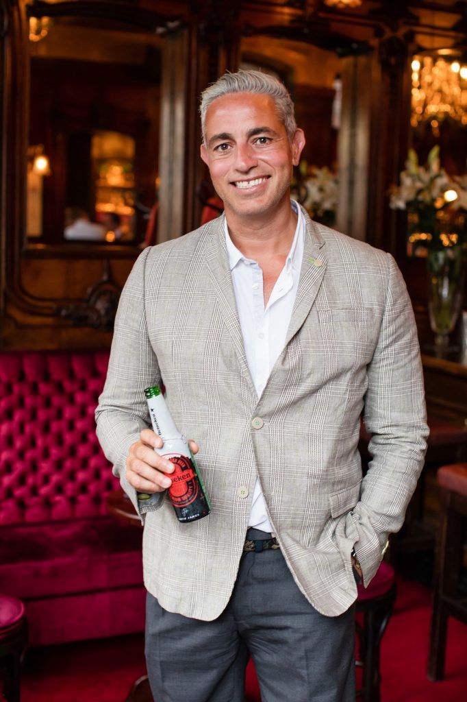 Baz Ashmawy at the exclusive launch of the ‘Heineken Star Series’, a series of bespoke bottle designs created by Heineken in The Ivy, Parliament Street. (Photo by Anthony Woods)