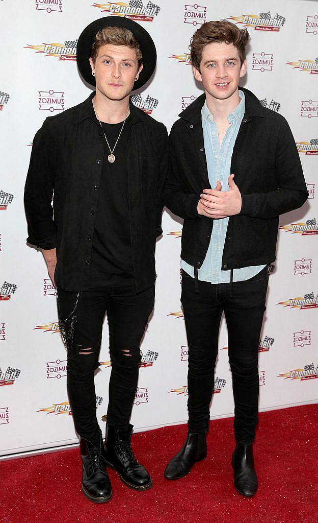 Dean Gibbons and Cian Morrin at the launch of the Cannonball Supercar 2016 event sponsored by Manhattan Popcorn at Zozimus ,Dublin. (Photo by Brian McEvoy)