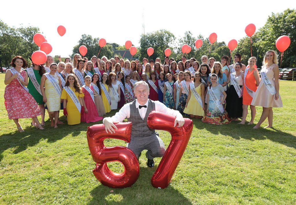 Daithi O Se celebrates 57 years of the Rose Of Tralee with Roses at the  RTÉ Rose of Tralee launch  at RTÉ Studios in Donnybrook Dublin before hitting the road to Tralee.
Picture Brian McEvoy.