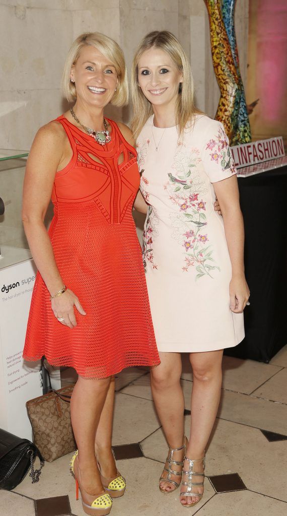 Sarah Cullen and Michelle Roche at the launch of Dublin Fashion Festival 2016 in association with GALAXY®, in Dublin’s City Hall. Photo Kieran Harnett