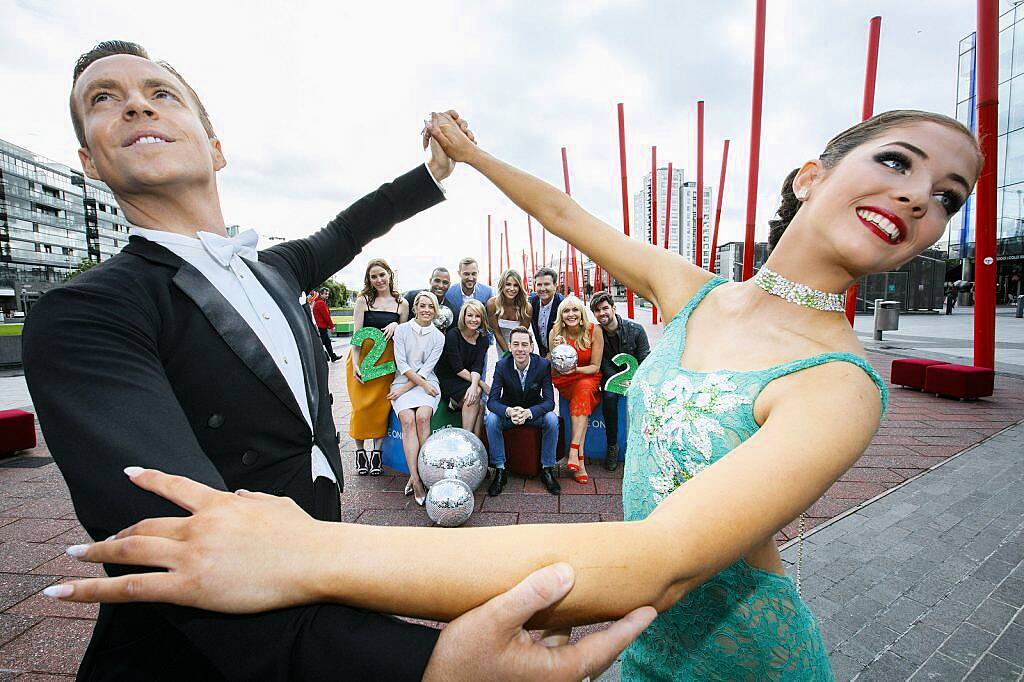 (back row) Louise O'Neill, Kamal Ibrahim, Mateo Saina, Vogue Williams and Daniel O'Donnell (front) Kathryn Thomas, Claire Byrne, Ryan Tubridy, Miriam O'Callaghan and Eoghan McDermott pictured at the RTÉ Television New Season Launch at the Bord Gáis Energy Theatre. Picture Andres Poveda