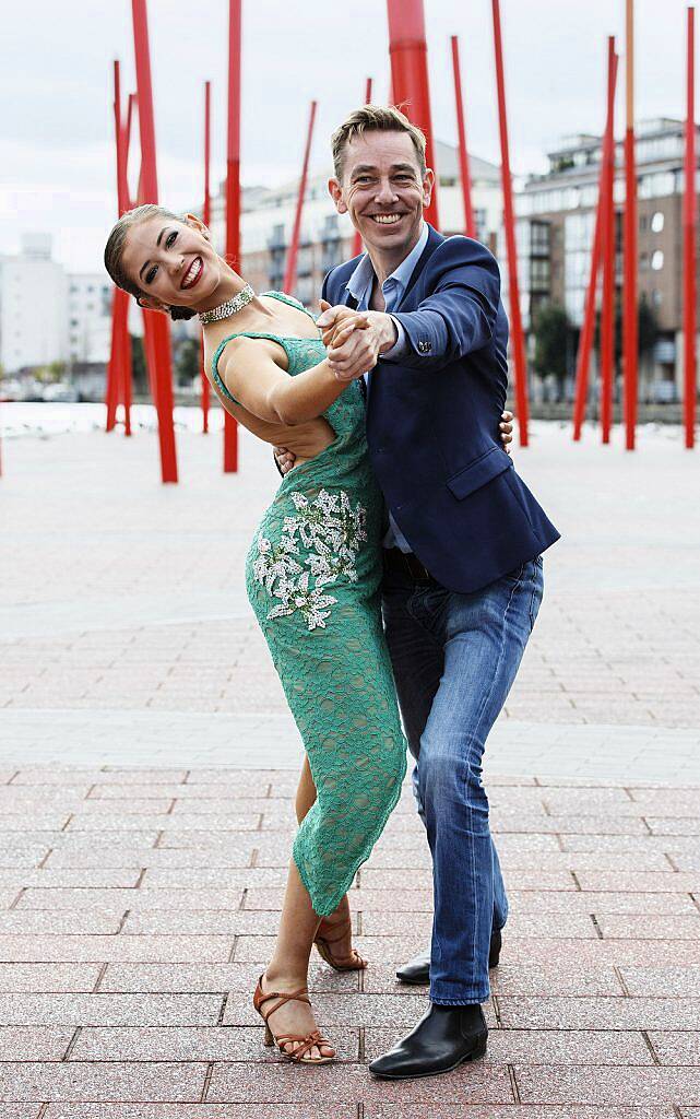 Ryan Tubridy is pictured with dancer Shauna Finn at the RTÉ Television New Season Launch at the Bord Gáis Energy Theatre. Picture Andres Poveda