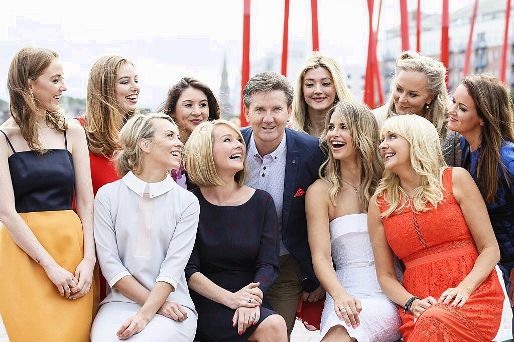 Daniel O'Donnell is pictured with the RTÉ Ladies (back row) Louise O'Neill, Seana Kerslake, Daraine Mulvihill, Jenny Dixon, Dr Eva Orsmonde and Dr Ciara Kelly, (from row) Kathryn Thomas, Claire Byrne, Vogue Williams and Miriam O'Callaghan pictured at the RTÉ Television New Season Launch at the Bord Gáis Energy Theatre. Picture Andres Poveda