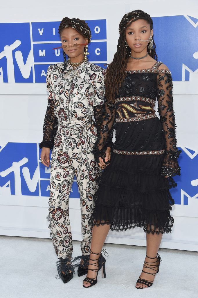 NEW YORK, NY - AUGUST 28:  Chloe Bailey (L) and Halle Bailey attend the 2016 MTV Video Music Awards at Madison Square Garden on August 28, 2016 in New York City.  (Photo by Jamie McCarthy/Getty Images)