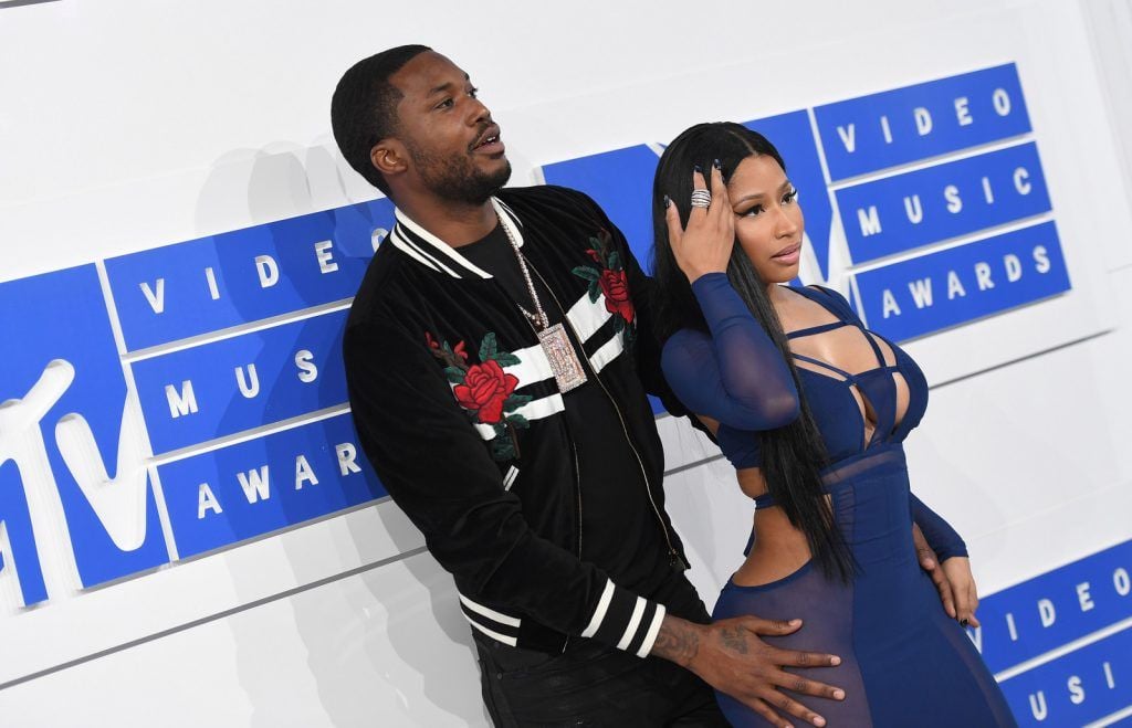 Nicki Minaj and Meek Mill attend the 2016 MTV Video Music Awards on August 28, 2016 at Madison Square Garden in New York. / AFP / angela weiss        (Photo credit should read ANGELA WEISS/AFP/Getty Images)