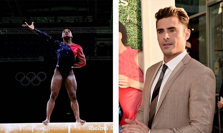 Zac Efron tweets a sweet message of support to his biggest fan, gymnast Simone Biles