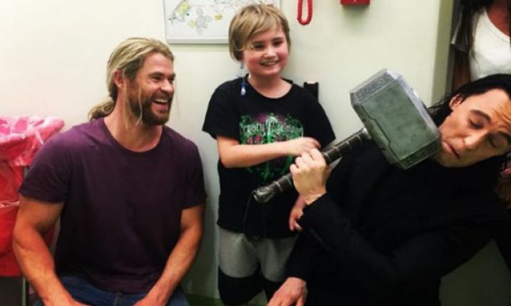 Chris Hemsworth & Tom Hiddleston visiting a children's hospital will brighten your day